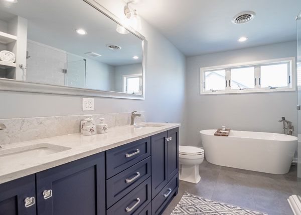 Custom Blue Bathroom Cabinets